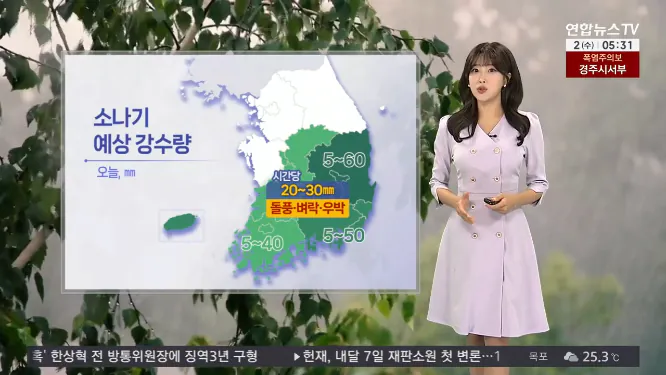Screenshot 2026-09-02 at 06-54-25 날씨 오전까지 산발적 비·빗방울…충청 이남 강한 소나기.png [날씨] 충청·남부지방 소나기…남부 '폭염특보' 무더위