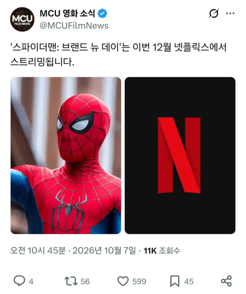 10423486686_4330174_afa466c82a8e0268ab5e46c7e60ee180.jpg.webp &lt;스파이더맨 : 브랜드 뉴 데이&gt; 12월 넷플릭스 공개 예정